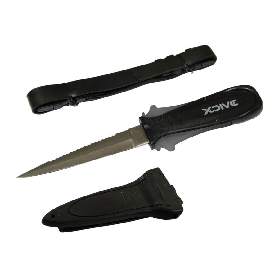 XDive Ribbon Inox Μαχαίρι Κατάδυσης Στιλέτο Ισια Οδοντωτή Λεπίδα 11cm.