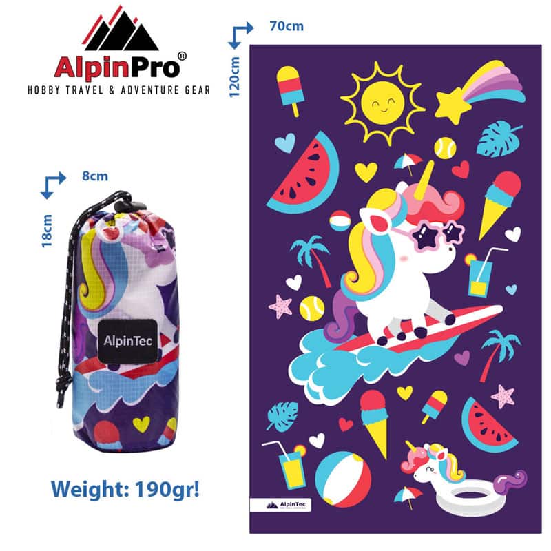 Πετσέτα ALPINTEC Microfiber DryFast Kids 70×120 - Unicorn