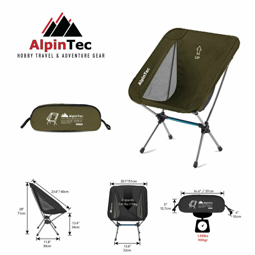 ALPINTEC Strong Καρέκλα Παραλίας Αλουμινίου Πράσινη 54x31x71εκ.