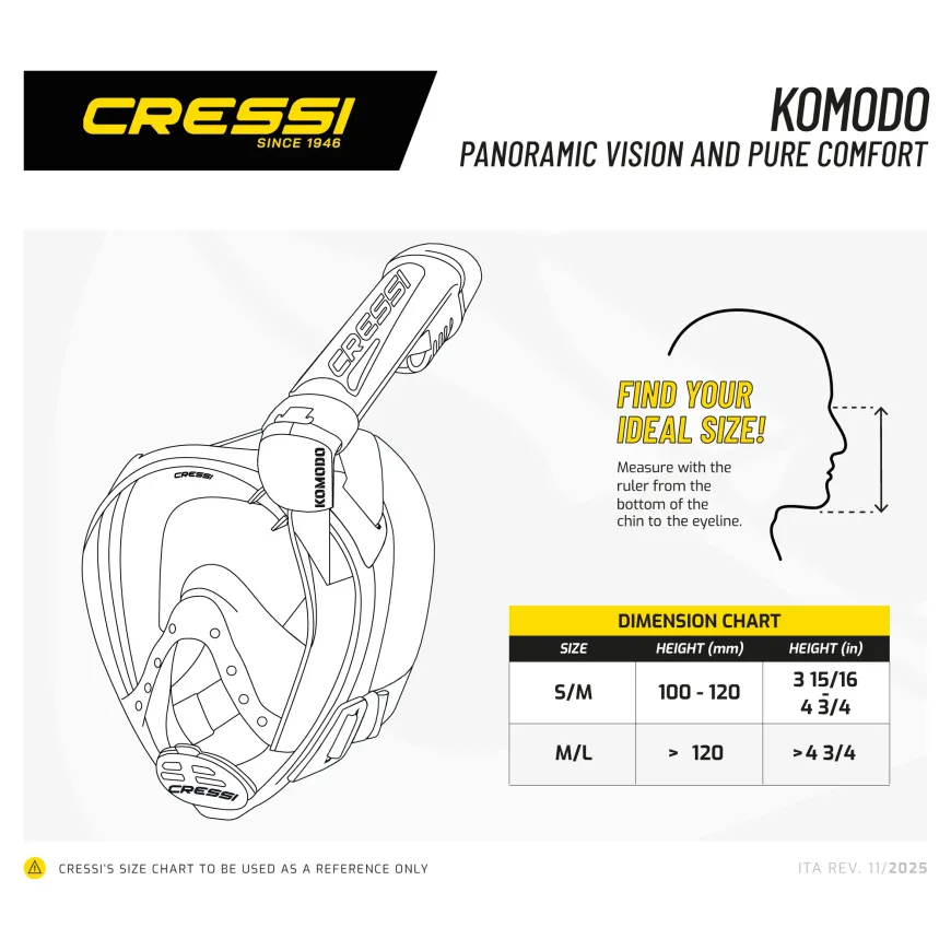 Μάσκα Full Face Cressi COMODO M/L Λευκή/Μαύρη