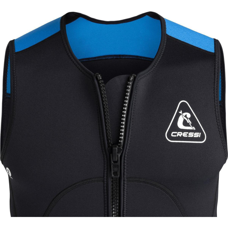 CRESSI GUARDIAN γιλέκο με φερμουάρ για κολύμβηση και θαλάσσια σπορ, neoprene 2mm Μαύρο/Μπλε
