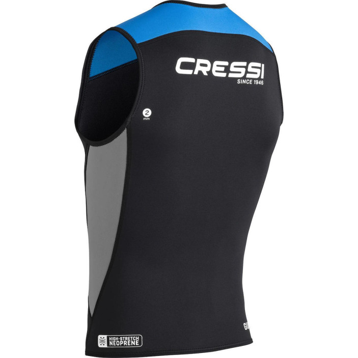 CRESSI GUARDIAN γιλέκο με φερμουάρ για κολύμβηση και θαλάσσια σπορ, neoprene 2mm Μαύρο/Μπλε
