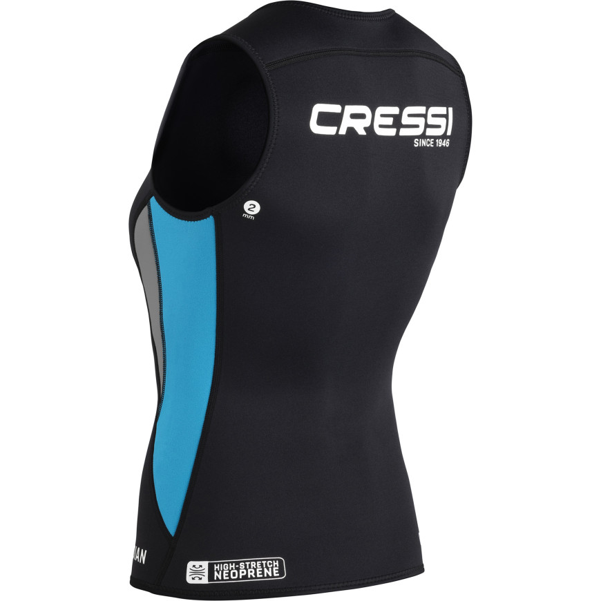 CRESSI GUARDIAN γυναικείο γιλέκο με φερμουάρ για κολύμβηση και θαλάσσια σπορ, neoprene 2mm Μαύρο/Γαλάζιο