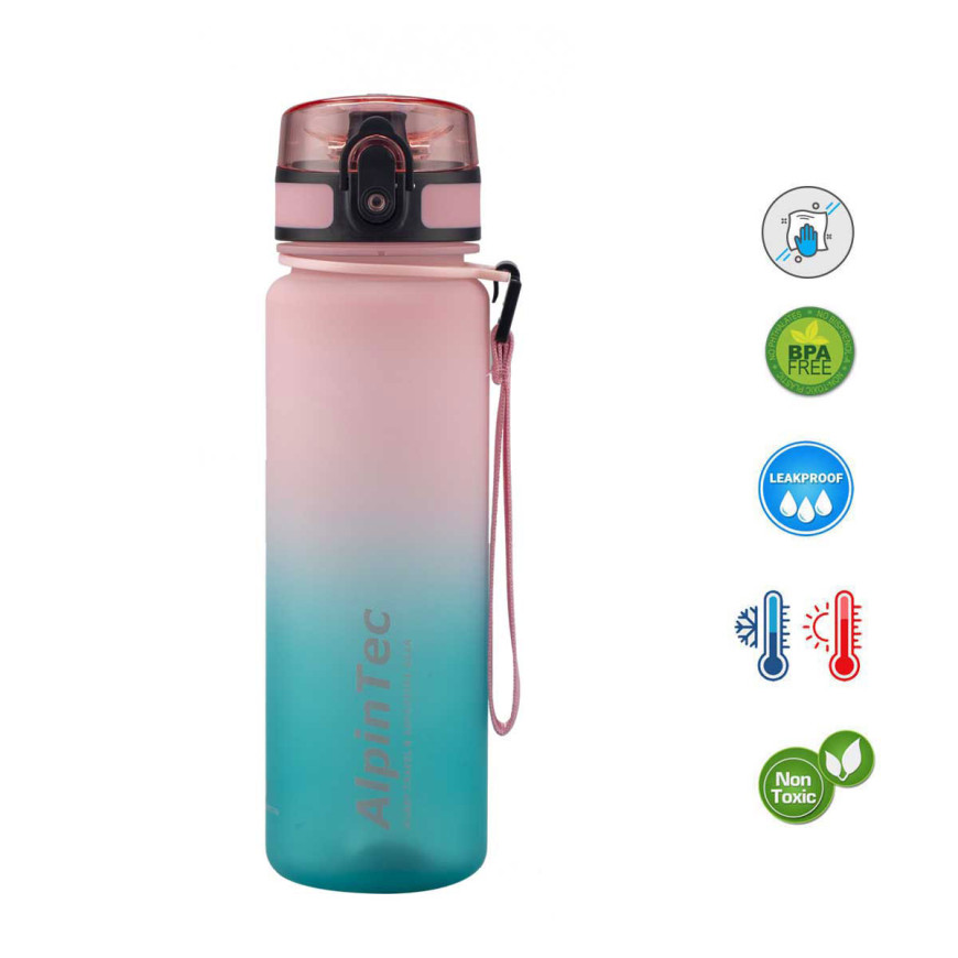 AlpinTec Mood Πλαστικό Παγούρι 500ml Ρόζ/Σιέλ
