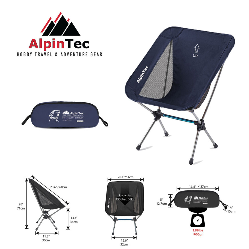 ALPINTEC Strong Καρέκλα Παραλίας Αλουμινίου Μπλε 54x31x71εκ.