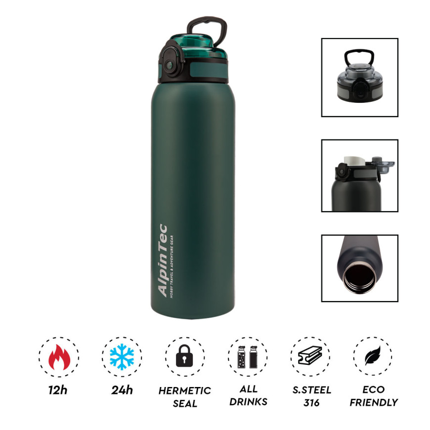 Θερμός ALPINTEC Wayfarer 1000ml - σκούρο πράσινο